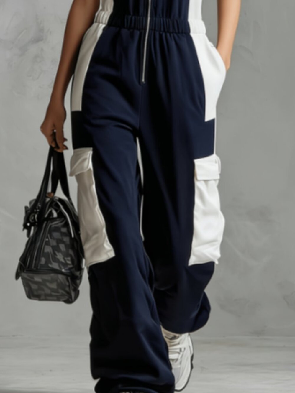 V-Neck Sleeveless Workwear Jumpsuit - Picture 3 of 3